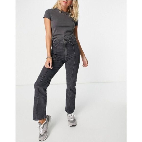& Other Stories Crawford Denim High waist straight leg rigid jeans, seam detail - Picture 3 of 12